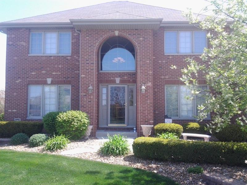 Garage trim and doors with light fixture